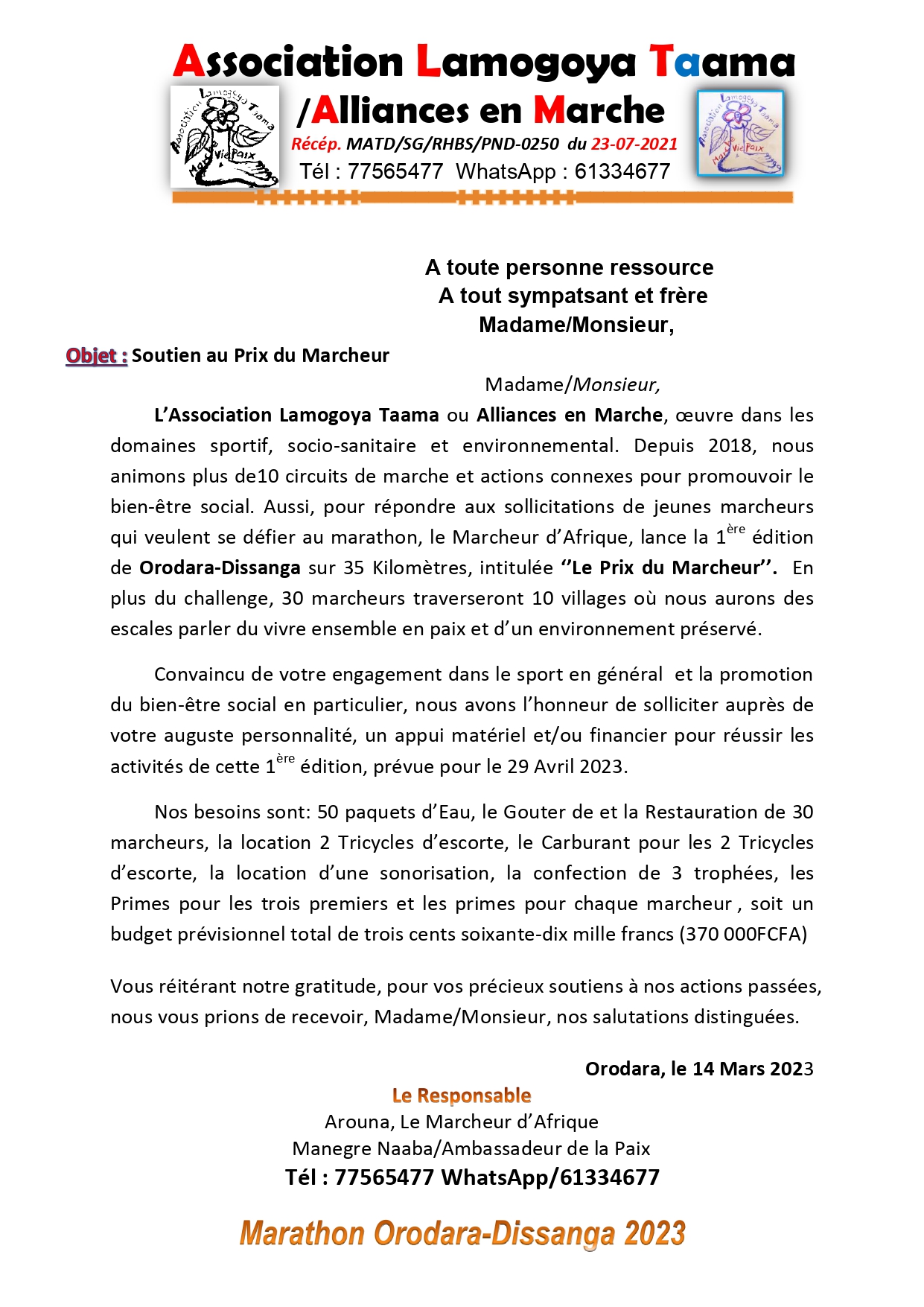 Soutien Prix du Marcheur Orodara Dissanga page 0002